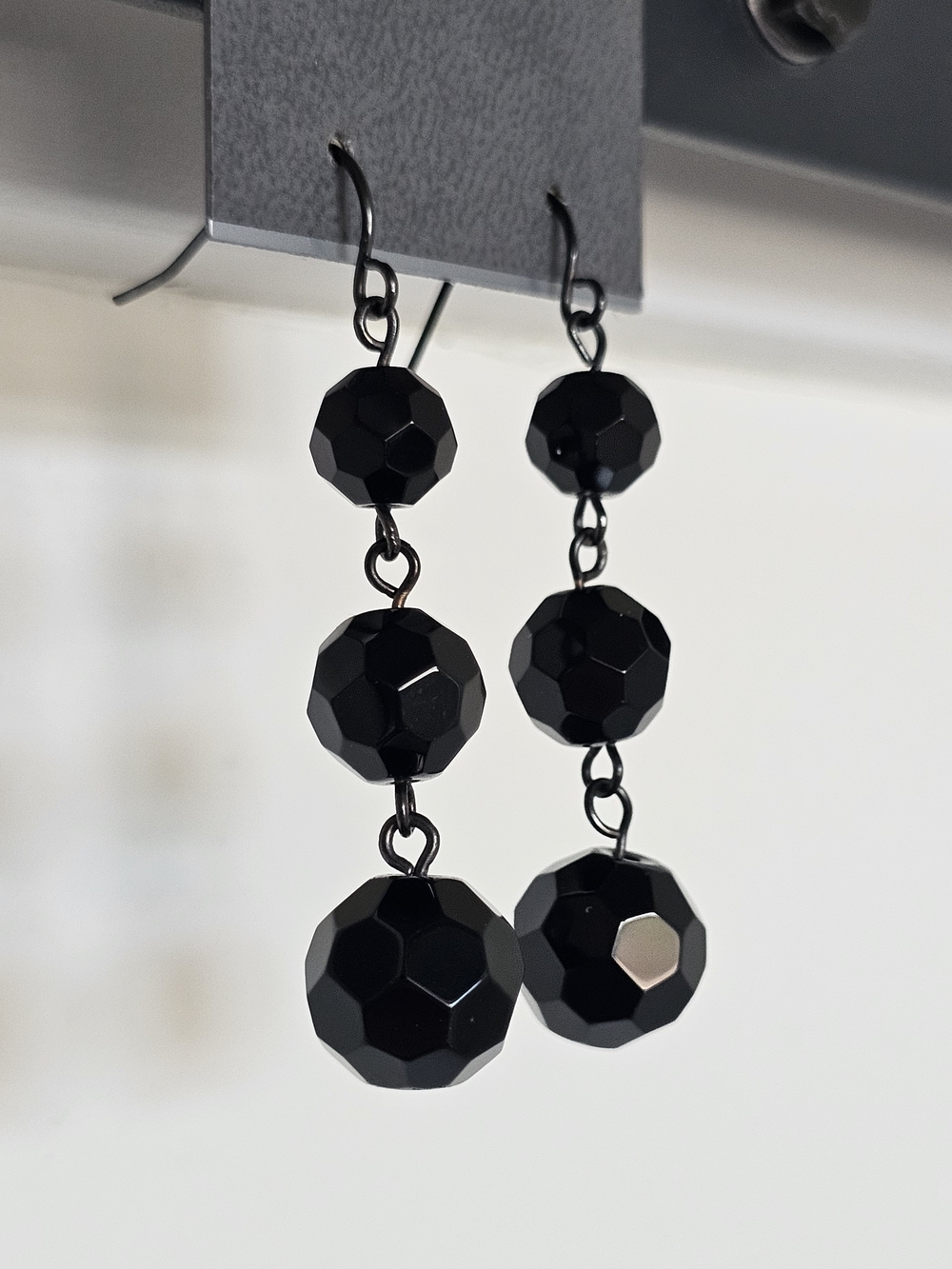 Express Black Faceted bead Drop Earrings
